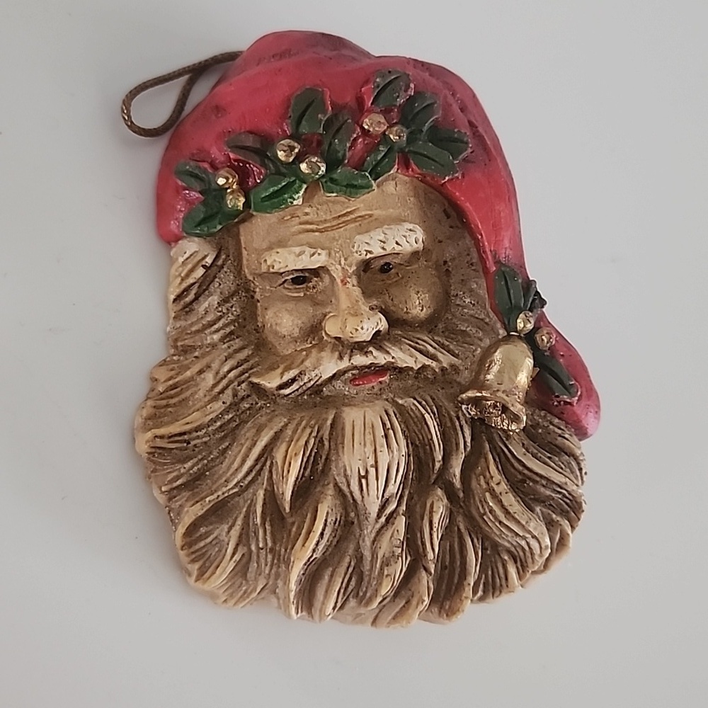 Vintage Victorian Christmas Santa Claus Face Head Tree Ornament - Picture 2 of 5